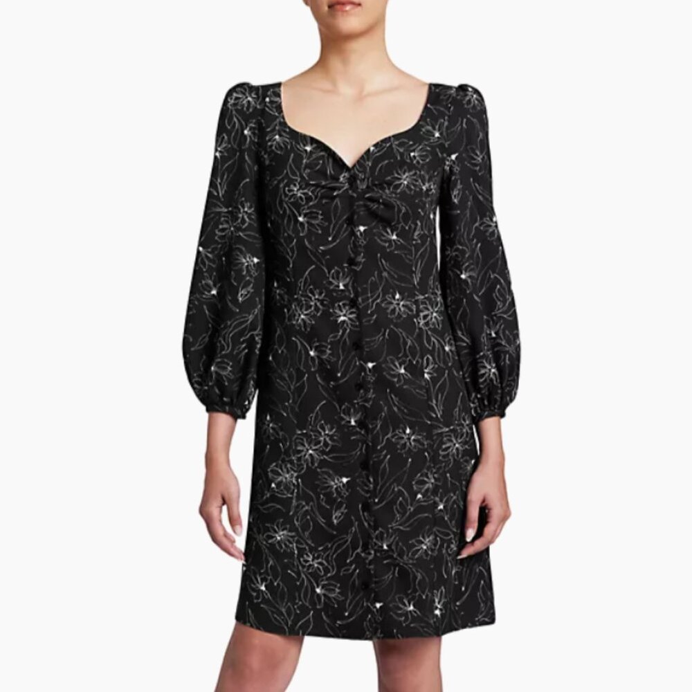 NWOT Santorelli Nora Floral Sweetheart Minidress Black